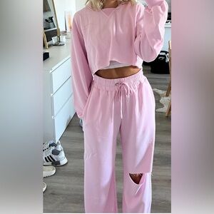 For Love & Lemons Pink Athleisure Sweat Set